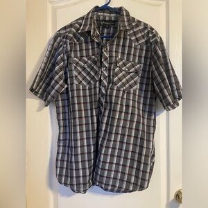 Hawk’s Bay Plaid Short Sleeve Pearl Snap Button Up Size XXL Western Casual Rodeo